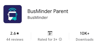 Rating panel of the BusMinder Parent listing on the Google Play (AU), captured on 17 July 2026