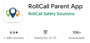 Rating panel of the RollCall Parent listing on the Google Play (AU), captured on 17 July 2026
