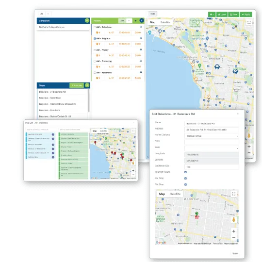 A RollCall Smart Route map embedded on a school's own website