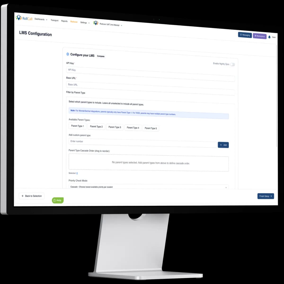 Configuring the Compass sync in RollCall's LMS setup