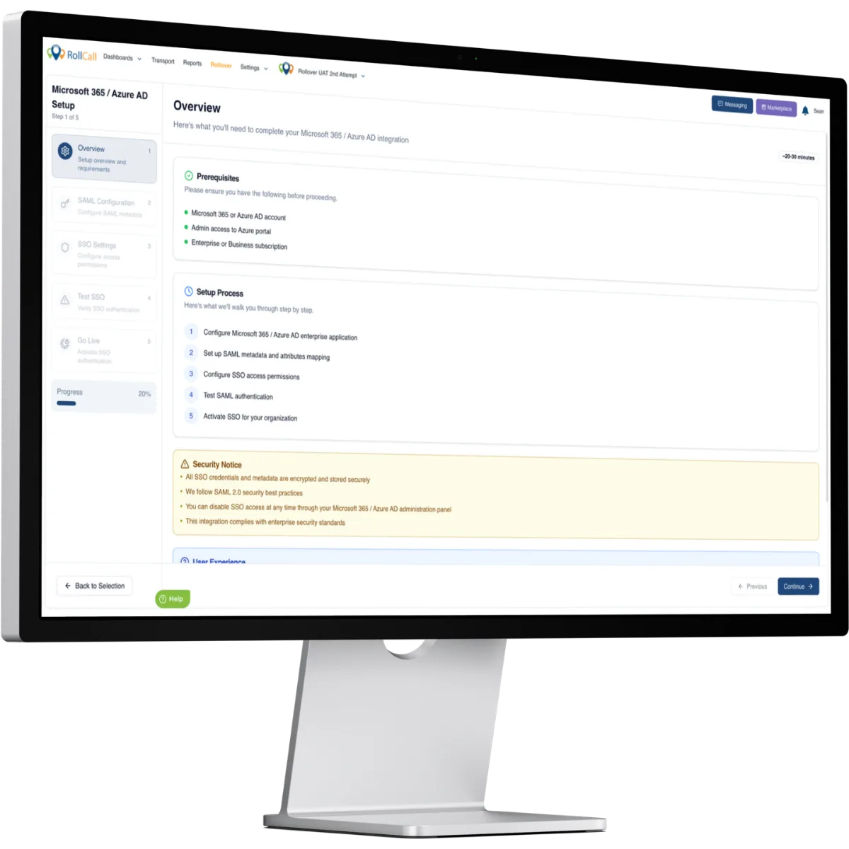 Setting up Microsoft 365 single sign-on in RollCall