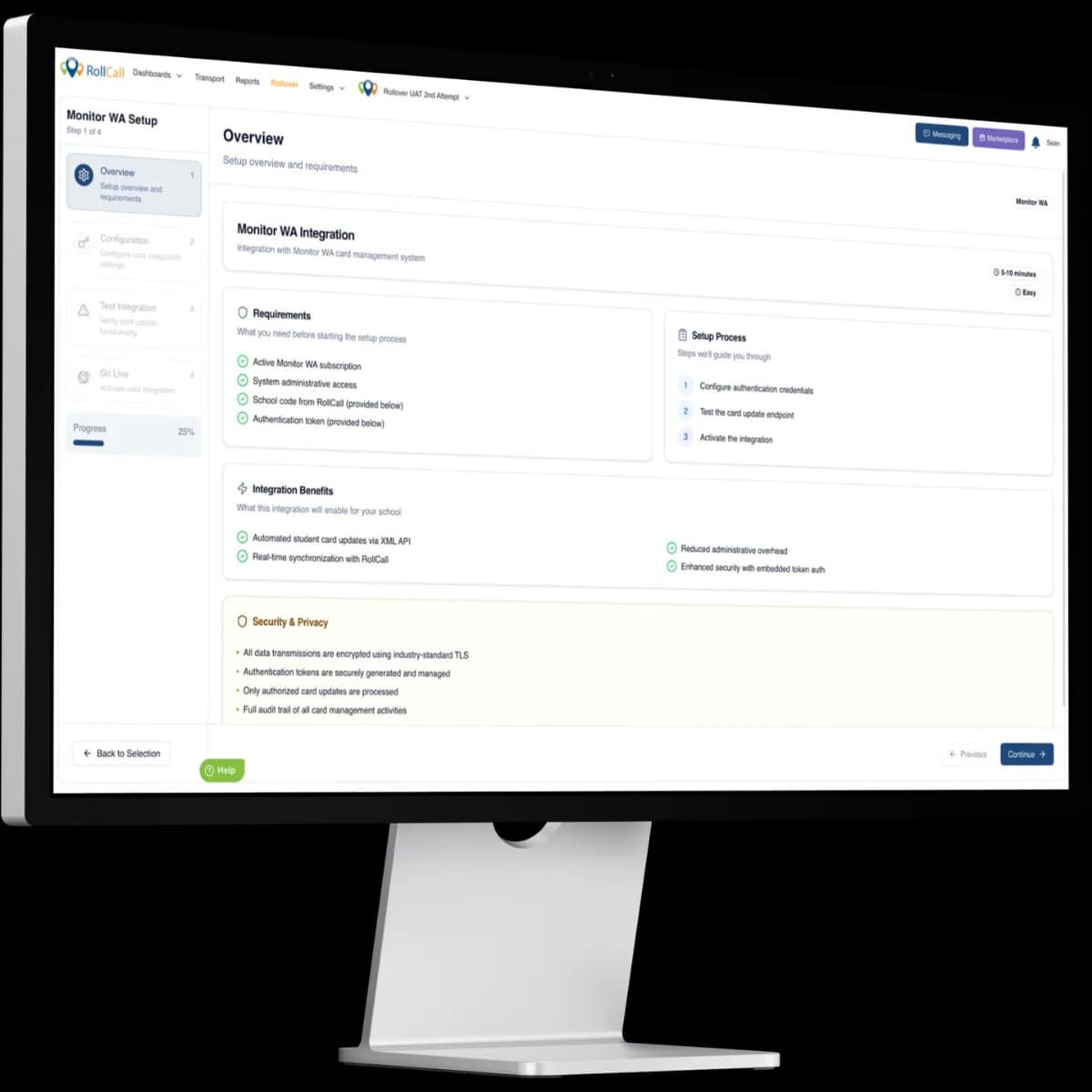 Setting up the MonitorWA card integration in RollCall