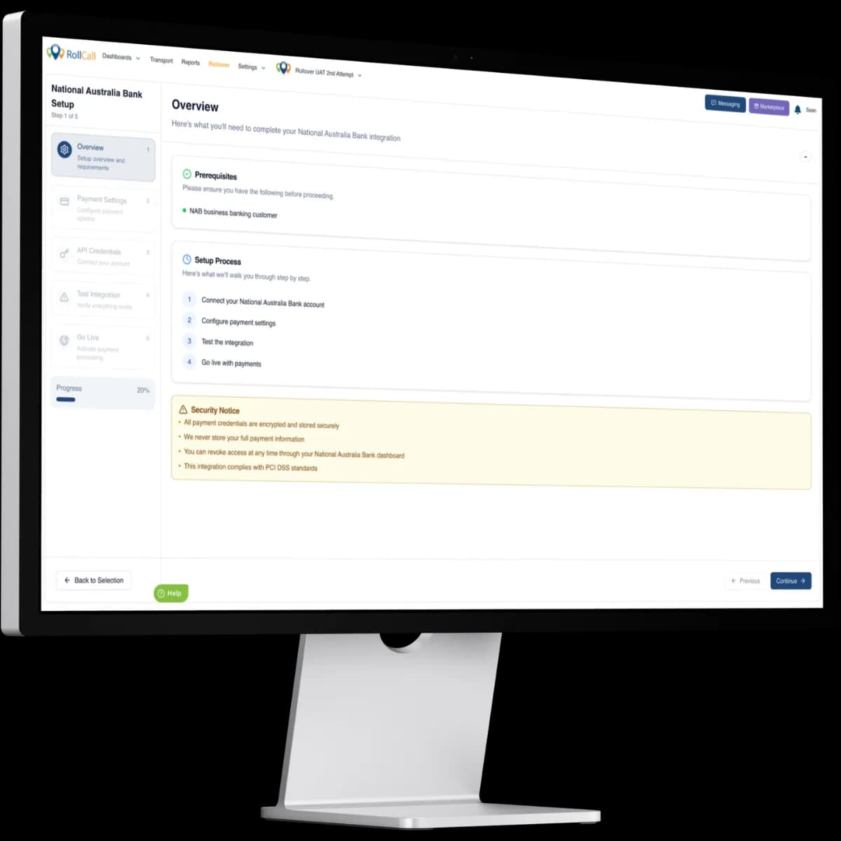 Setting up NAB payments in RollCall Pay
