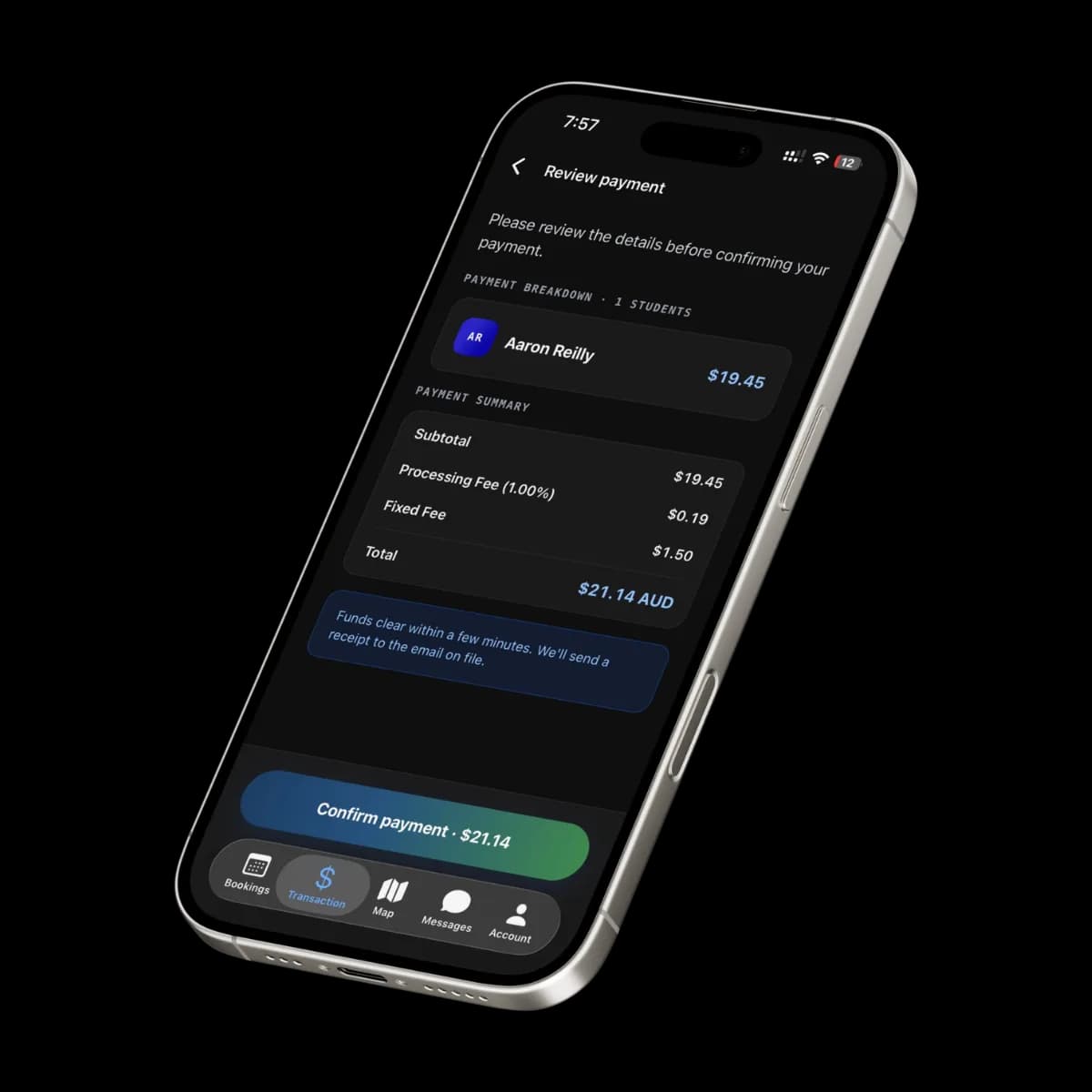 Paying school bus fares with PayPal in the RollCall parent app