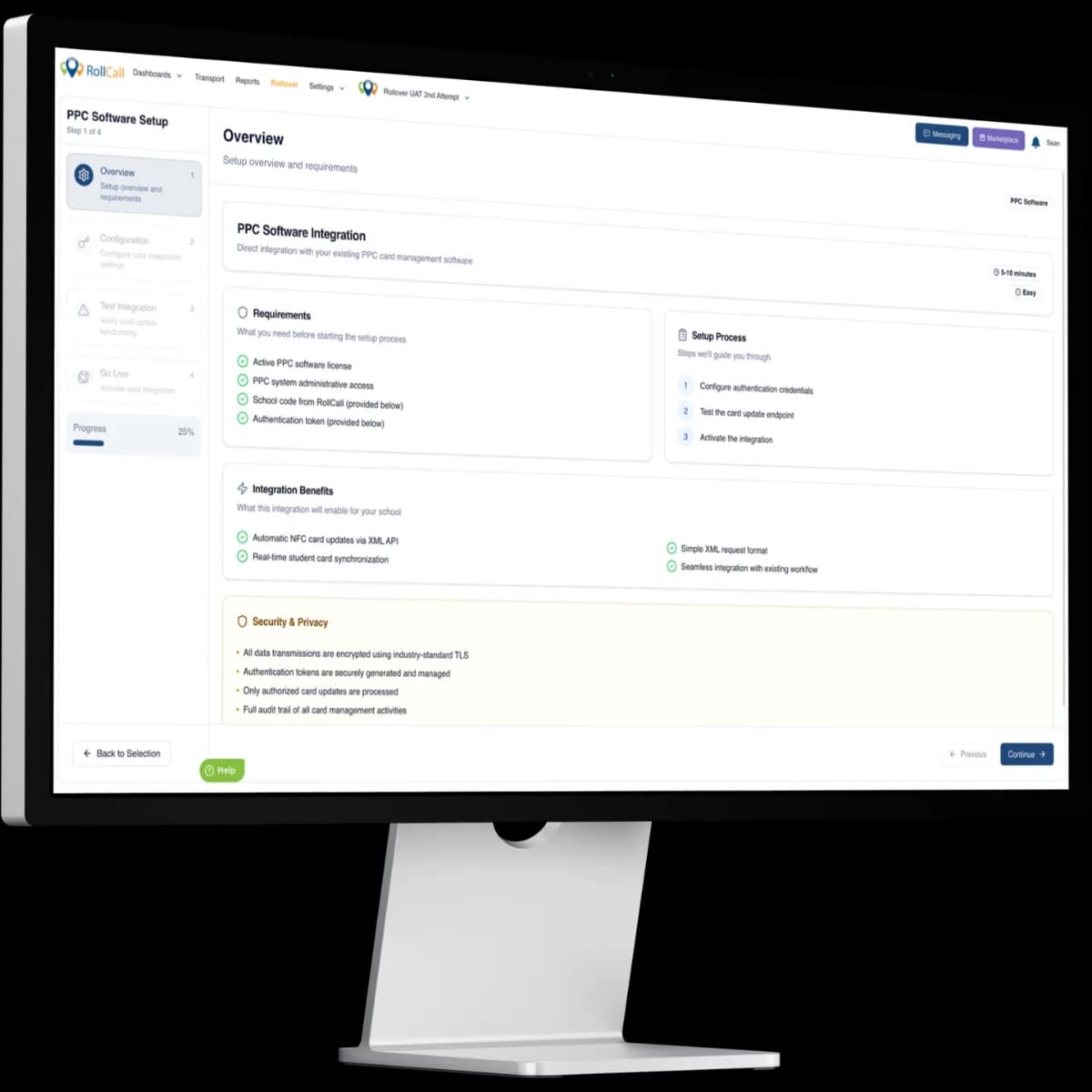 Setting up the PPC card integration in RollCall