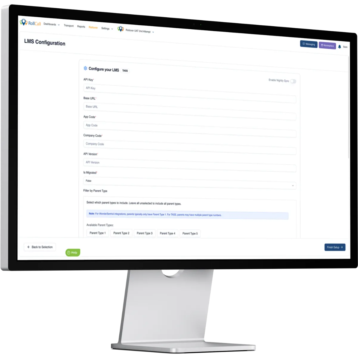 Configuring the TASS sync in RollCall's LMS setup